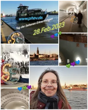 Collage von Aktionen in Hamburg zum Rare Disease Day